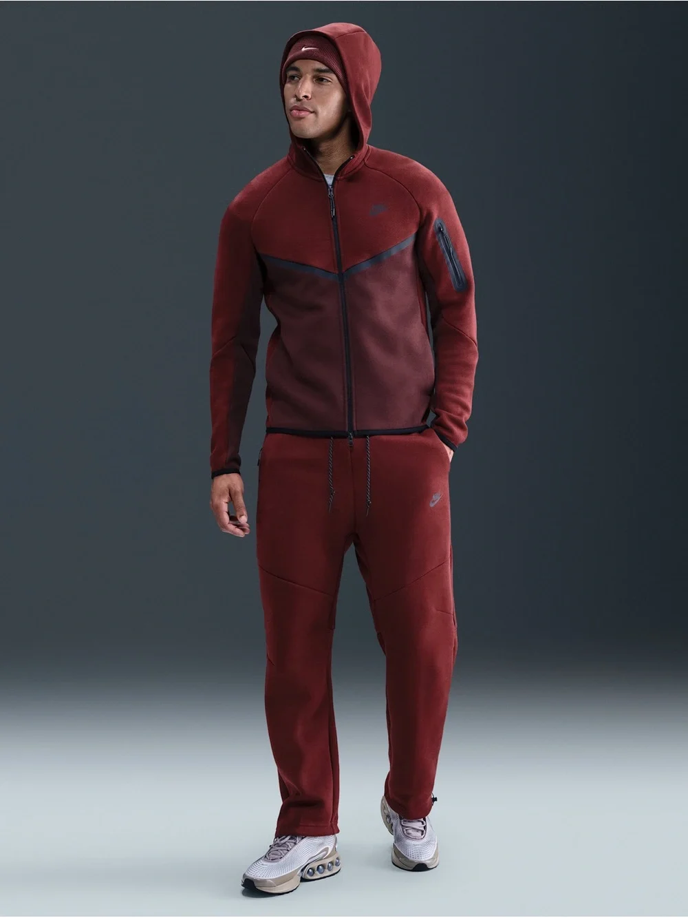 Nike Tech Open-Hem Fleece Pants Dark Team Red Black Men’s Medium NWT